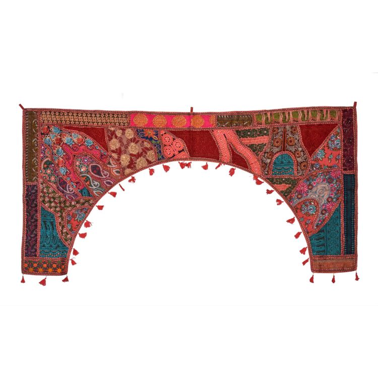 Záves nad dvere oblúk, patchwork, Rajastan, ručná výšivka, 190x96cm