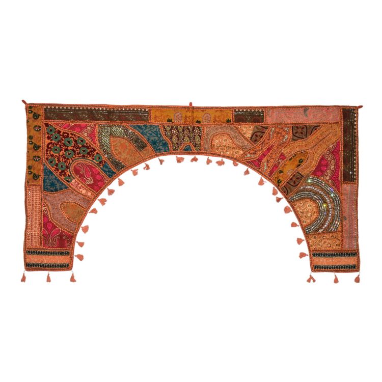 Záves nad dvere oblúk, patchwork, Rajastan, ručná výšivka, 190x96cm