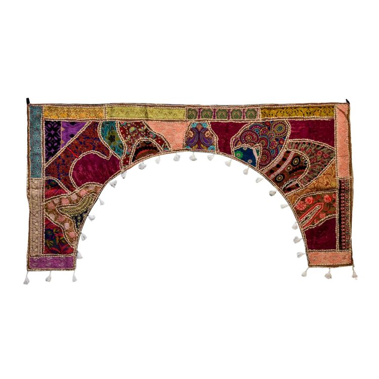 Záves nad dvere oblúk, patchwork, Rajastan, ručná výšivka, 190x96cm