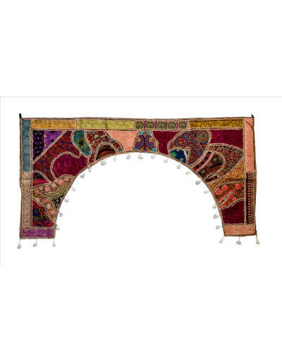 Záves nad dvere oblúk, patchwork, Rajastan, ručná výšivka, 190x96cm