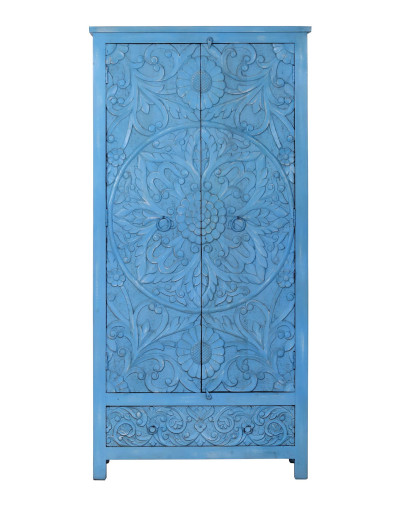 Skriňa z mangového dreva, ručné rezby, 100x43x200cm