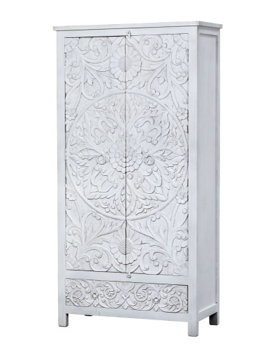 Skriňa z mangového dreva, ručné rezby, 100x43x200cm