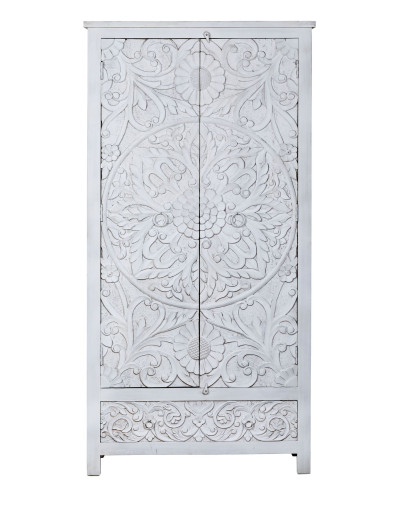 Skriňa z mangového dreva, ručné rezby, 100x43x200cm