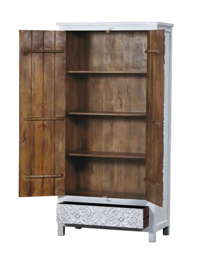 Skriňa z mangového dreva, ručné rezby, 100x43x200cm