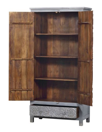 Skriňa z mangového dreva, ručné rezby, 100x43x200cm