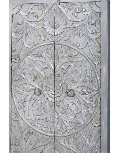 Skriňa z mangového dreva, ručné rezby, 100x43x200cm