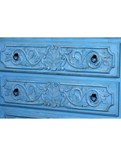 Komoda z mangového dreva s ručne vyrezávanými šuplíkmi, 117x42x92cm