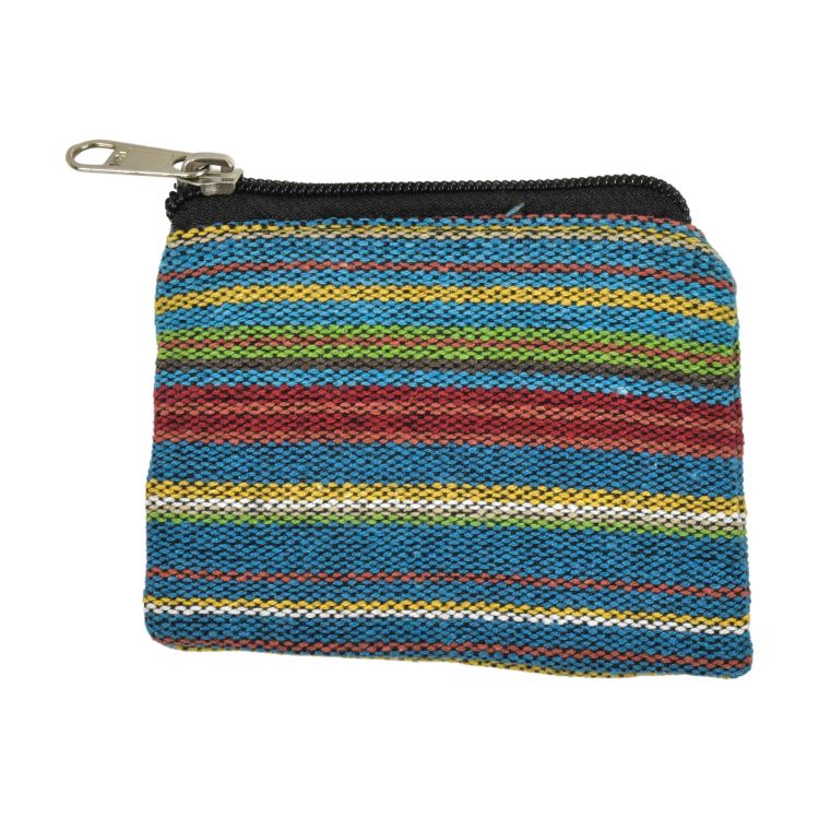 Malá bavlnená peňaženka na drobné, "ghari farebné prúžky", zips, 11x9cm