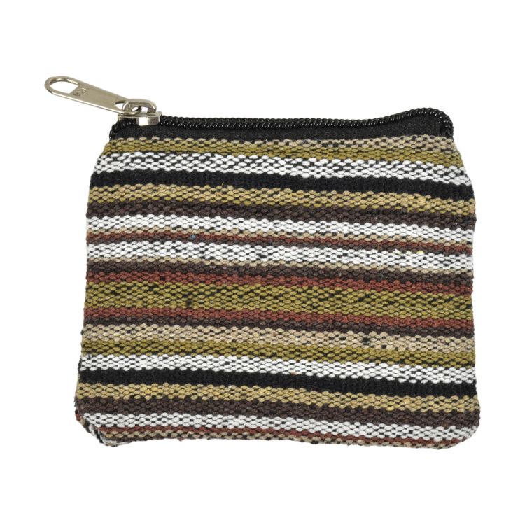 Malá bavlnená peňaženka na drobné, "ghari farebné prúžky", zips, 11x9cm