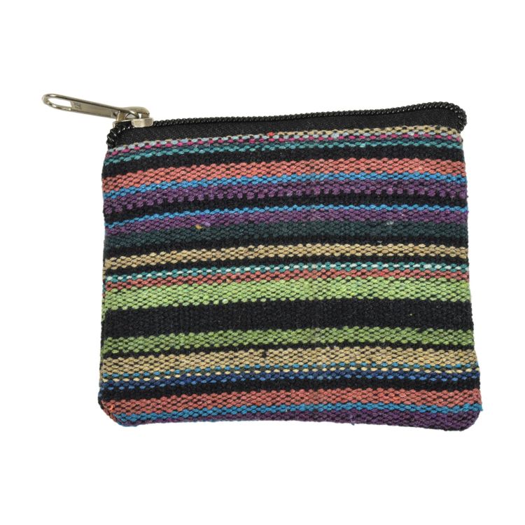 Malá bavlnená peňaženka na drobné, "ghari farebné prúžky", zips, 11x9cm