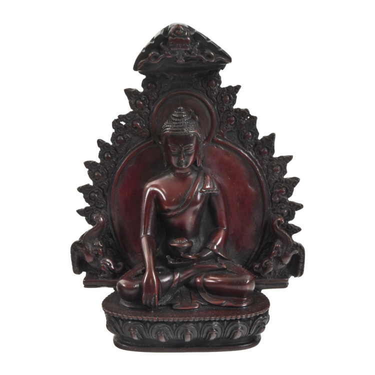 Budha Šakjamúni, soška s červenou antik patinou, 18cm