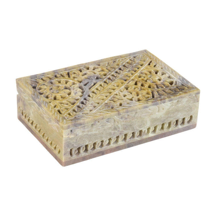 Ozdobná kamenná šperkovnica, ručne vyrezávaná, 15x10x4cm
