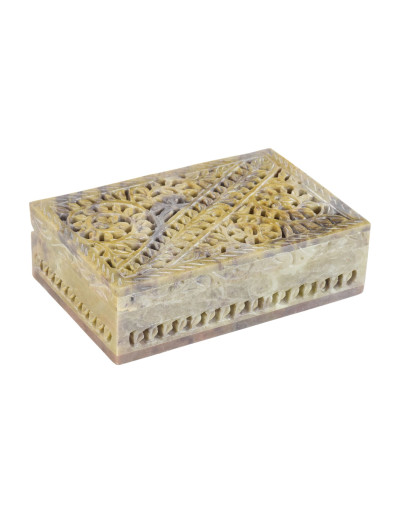 Ozdobná kamenná šperkovnica, ručne vyrezávaná, 15x10x4cm
