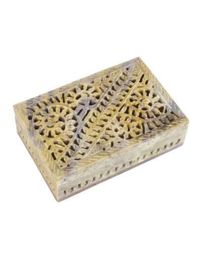 Ozdobná kamenná šperkovnica, ručne vyrezávaná, 15x10x4cm