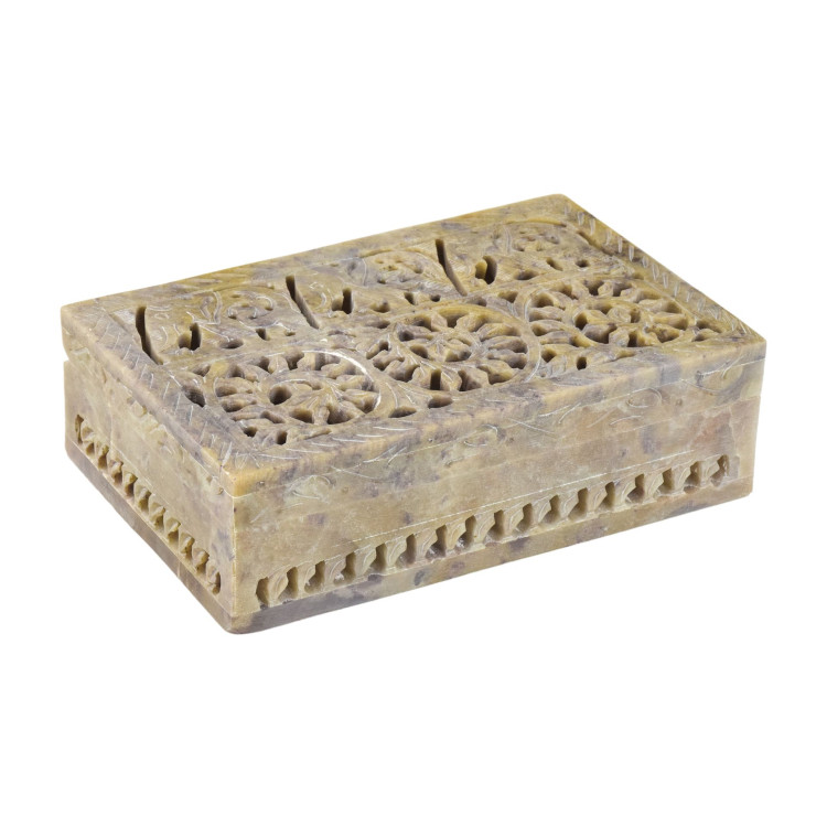 Ozdobná kamenná šperkovnica, ručne vyrezávaná, 15x10x4cm
