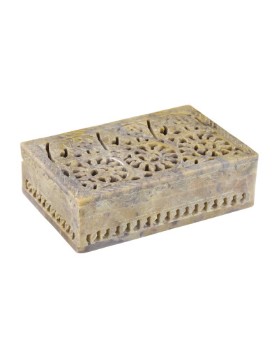 Ozdobná kamenná šperkovnica, ručne vyrezávaná, 15x10x4cm