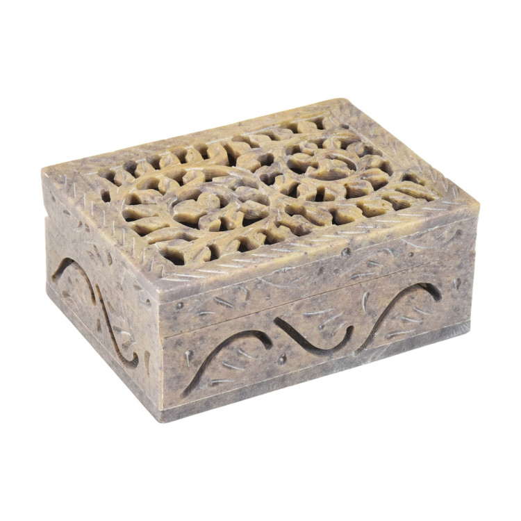Ozdobná kamenná šperkovnica, ručne vyrezávaná, 10x8x4cm
