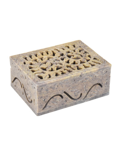 Ozdobná kamenná šperkovnica, ručne vyrezávaná, 10x8x4cm