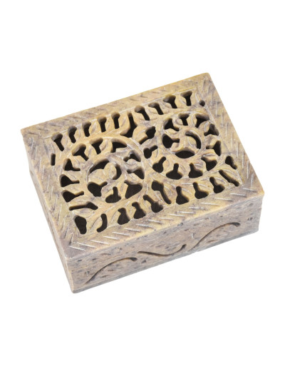 Ozdobná kamenná šperkovnica, ručne vyrezávaná, 10x8x4cm