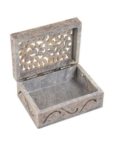 Ozdobná kamenná šperkovnica, ručne vyrezávaná, 10x8x4cm