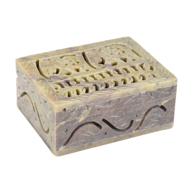 Ozdobná kamenná šperkovnica, ručne vyrezávaná, 10x8x4cm