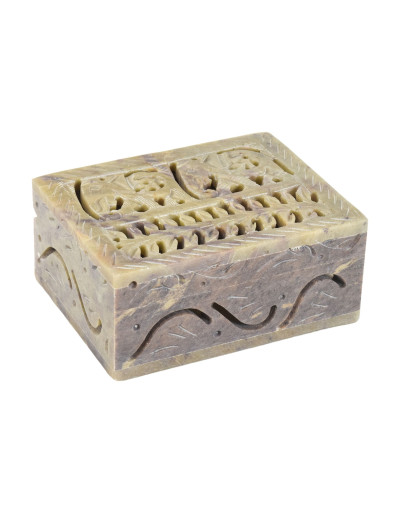 Ozdobná kamenná šperkovnica, ručne vyrezávaná, 10x8x4cm