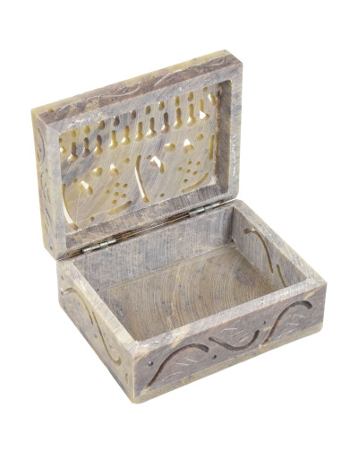 Ozdobná kamenná šperkovnica, ručne vyrezávaná, 10x8x4cm
