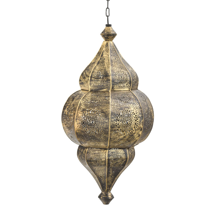 Lampa v orientálnom štýle s jemným vzorom, zlato-čierna, vo vnútri čierna, 25x25x50cm