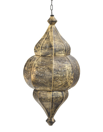 Lampa v orientálnom štýle s jemným vzorom, zlato-čierna, vo vnútri čierna, 25x25x50cm
