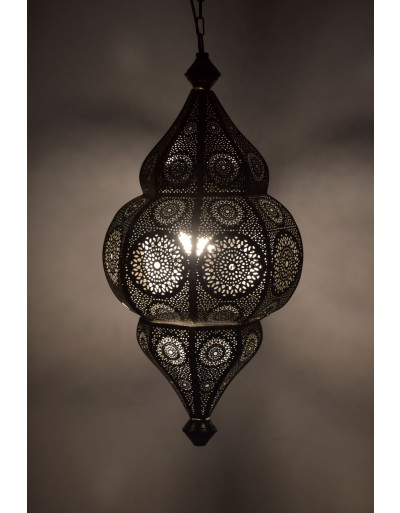 Lampa v orientálnom štýle s jemným vzorom, zlato-čierna, vo vnútri čierna, 25x25x50cm