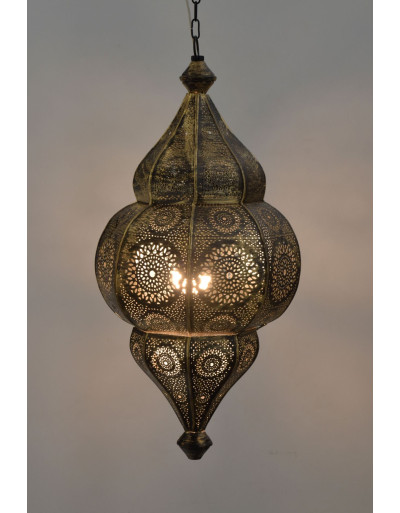 Lampa v orientálnom štýle s jemným vzorom, zlato-čierna, vo vnútri čierna, 25x25x50cm