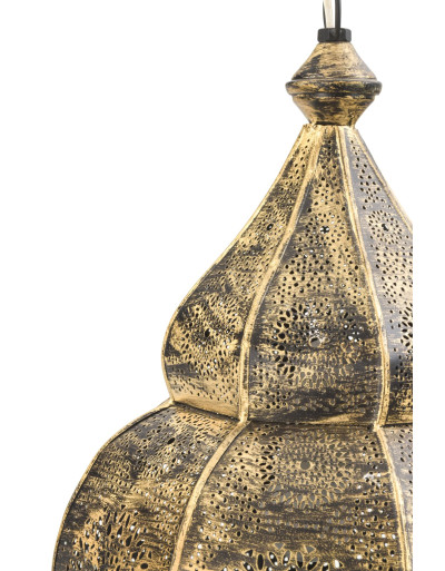 Lampa v orientálnom štýle s jemným vzorom, zlato-čierna, vo vnútri čierna, 25x25x50cm