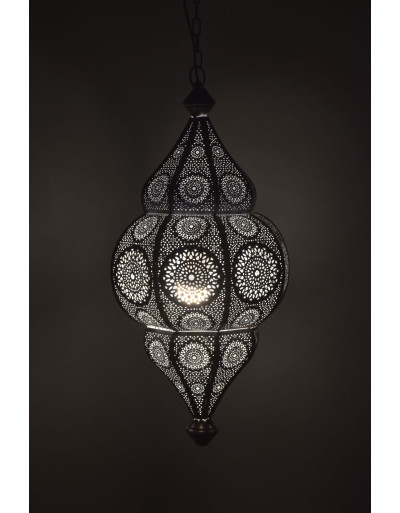 Lampa v orientálnom štýle s jemným vzorom, zlato-biela, vo vnútri biela, 25x25x50cm