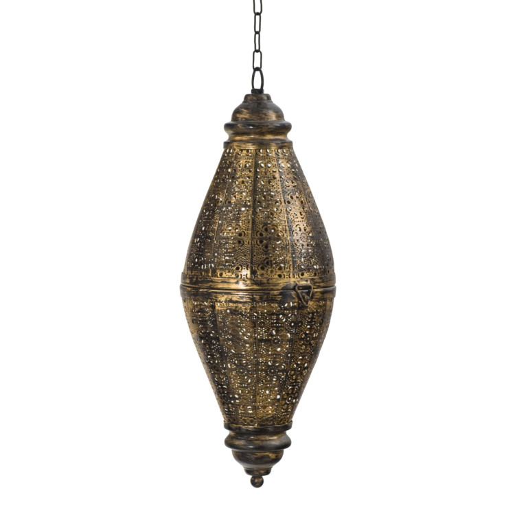 Kovová lampa v orientálnom štýle, čierno-zlatá, vo vnútri zlatá, 18x18x50cm