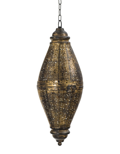Kovová lampa v orientálnom štýle, čierno-zlatá, vo vnútri zlatá, 18x18x50cm