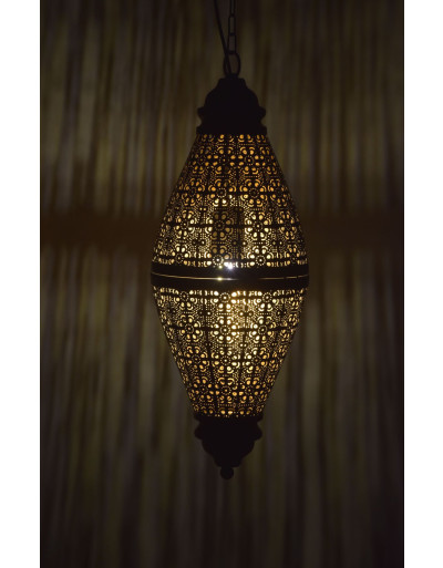 Kovová lampa v orientálnom štýle, čierno-zlatá, vo vnútri zlatá, 18x18x50cm
