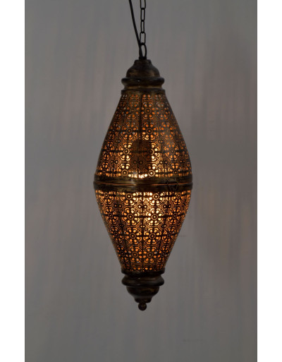 Kovová lampa v orientálnom štýle, čierno-zlatá, vo vnútri zlatá, 18x18x50cm
