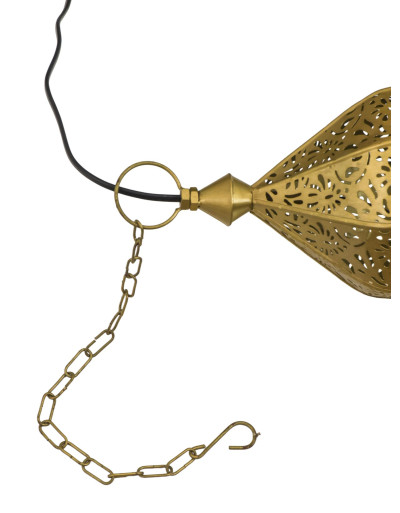 Lampa v orientálnom štýle, biele sklo, zlatý kov, 25x25x54cm