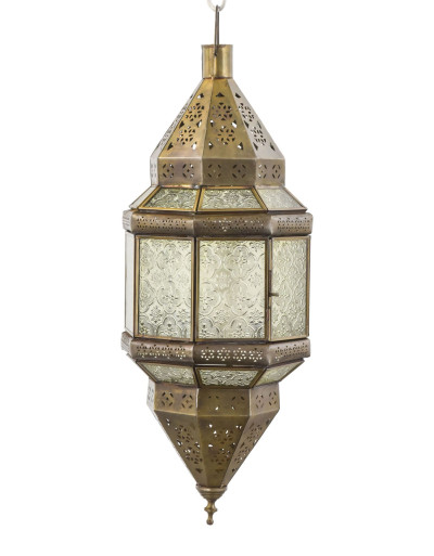 Orienálna presklená lampa vo farbe mosadze, 20x20x50cm