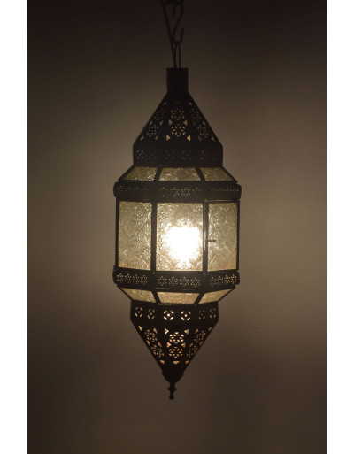 Orienálna presklená lampa vo farbe mosadze, 20x20x50cm