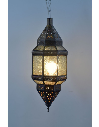 Orienálna presklená lampa vo farbe mosadze, 20x20x50cm