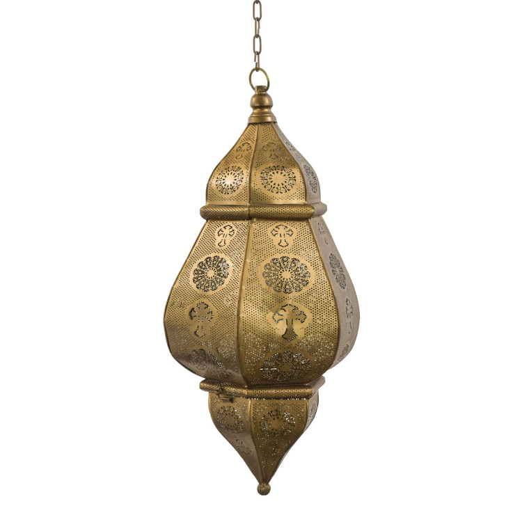 Kovová lampa v orientálnom štýle, zlatá farba, vo vnútri zlatá, 34x55cm