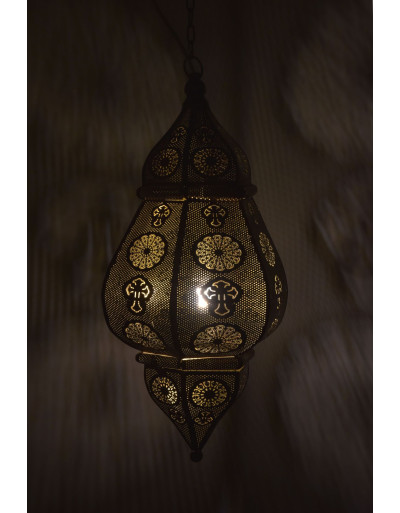Kovová lampa v orientálnom štýle, zlatá farba, vo vnútri zlatá, 34x55cm