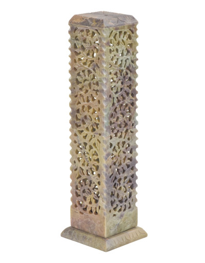 Kamenný ručne vyrezávaný stojan na vonné tyčinky, 8x8x29cm