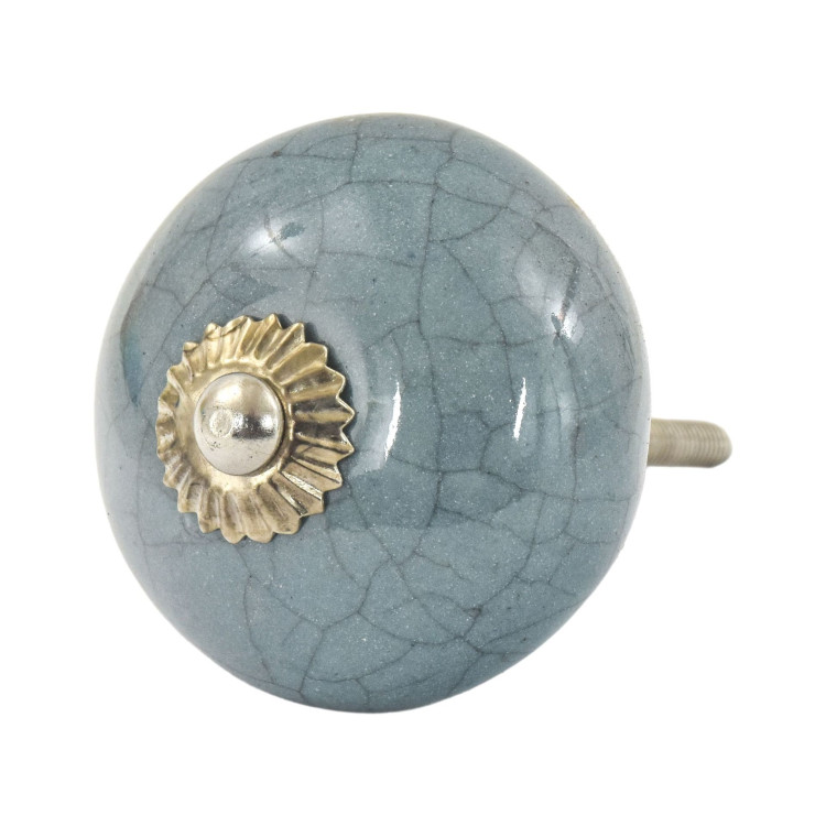 Maľovaná porcelánová úchytka na šuplík, šedá