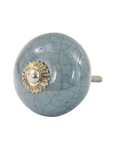 Maľovaná porcelánová úchytka na šuplík, šedá