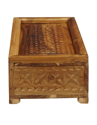 Drevená krabička z teakového dreva, ručne vyrezávaná, 30x18x10cm