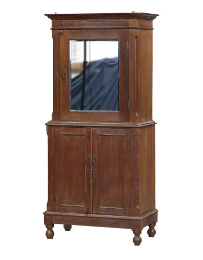 Stará šatníková skriňa so zrkadlom vyrobená z teakového dreva, 89x47x190cm