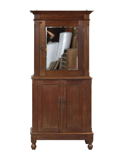 Stará šatníková skriňa so zrkadlom vyrobená z teakového dreva, 89x47x190cm