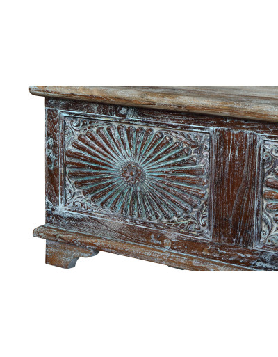 Truhla z recyklovaného dreva, ručné rezby, 112x46x46cm
